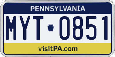 PA license plate MYT0851