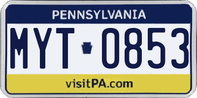 PA license plate MYT0853