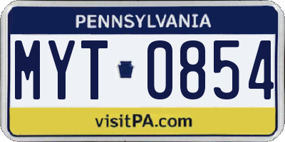 PA license plate MYT0854
