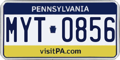 PA license plate MYT0856