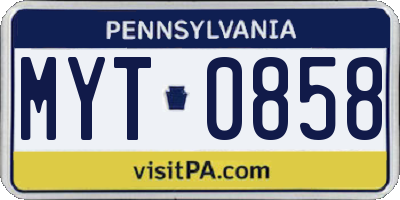 PA license plate MYT0858