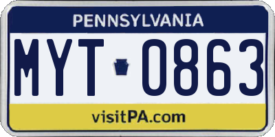 PA license plate MYT0863