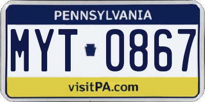 PA license plate MYT0867