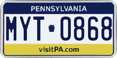 PA license plate MYT0868