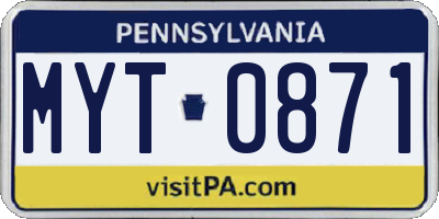 PA license plate MYT0871