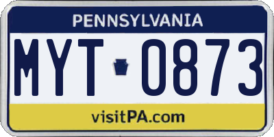 PA license plate MYT0873
