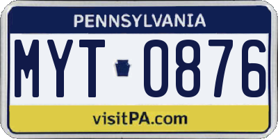 PA license plate MYT0876