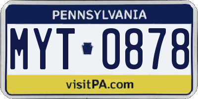 PA license plate MYT0878
