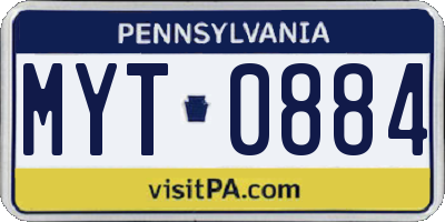 PA license plate MYT0884