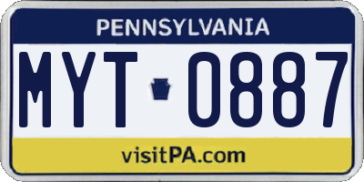 PA license plate MYT0887