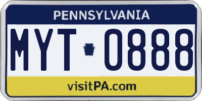 PA license plate MYT0888
