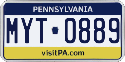 PA license plate MYT0889