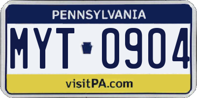 PA license plate MYT0904