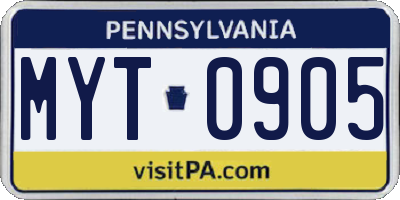 PA license plate MYT0905