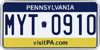 PA license plate MYT0910
