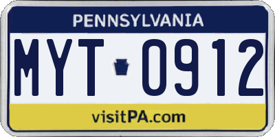 PA license plate MYT0912