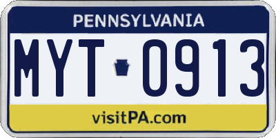 PA license plate MYT0913