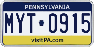 PA license plate MYT0915