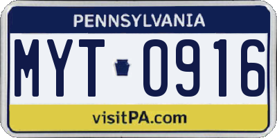 PA license plate MYT0916