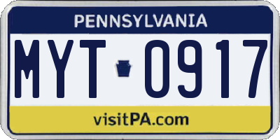 PA license plate MYT0917