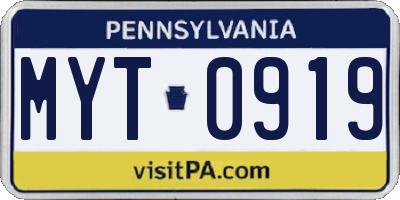 PA license plate MYT0919