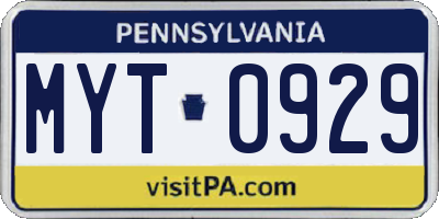 PA license plate MYT0929