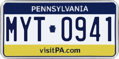 PA license plate MYT0941