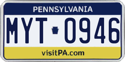 PA license plate MYT0946