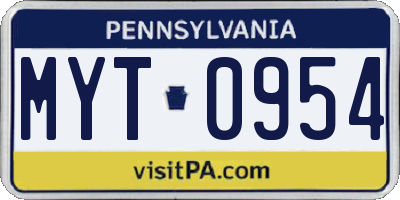 PA license plate MYT0954