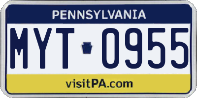 PA license plate MYT0955
