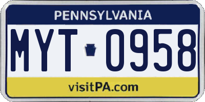 PA license plate MYT0958