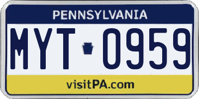 PA license plate MYT0959