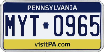 PA license plate MYT0965