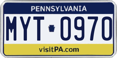 PA license plate MYT0970