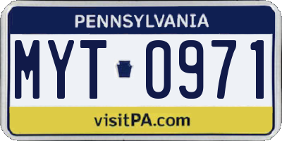 PA license plate MYT0971