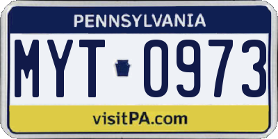 PA license plate MYT0973