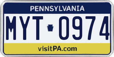PA license plate MYT0974