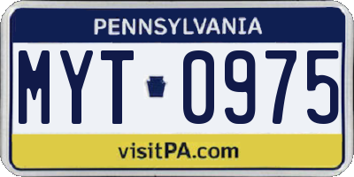 PA license plate MYT0975