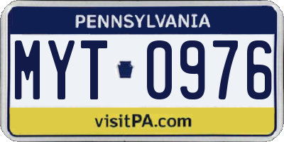 PA license plate MYT0976