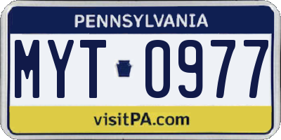 PA license plate MYT0977