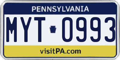 PA license plate MYT0993