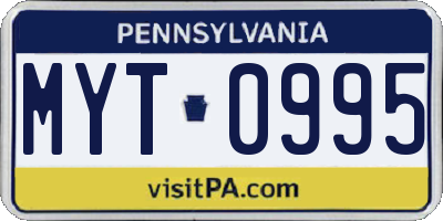 PA license plate MYT0995