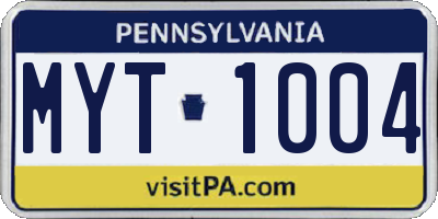 PA license plate MYT1004
