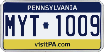 PA license plate MYT1009