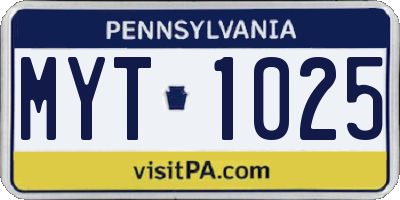 PA license plate MYT1025