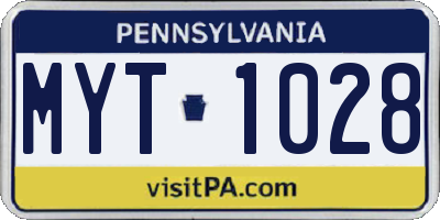 PA license plate MYT1028