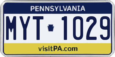 PA license plate MYT1029