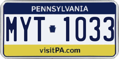 PA license plate MYT1033