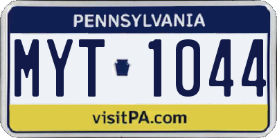 PA license plate MYT1044
