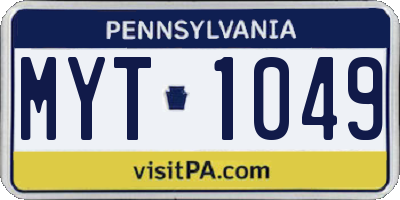 PA license plate MYT1049